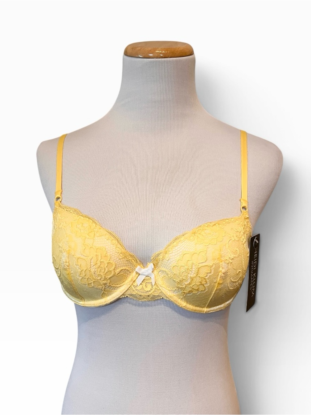 Heidi Klum Yellow Lace Contour Balconnete Bra 32B NWT